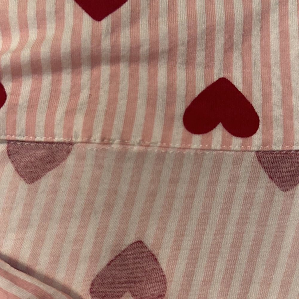 anko 16-18 Pink White Red Romantic Striped Pajama Set Short Sleeve Top & Shorts - Picture 13 of 13